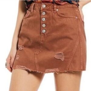 Free People Denim Skirt - Rust - Size 26